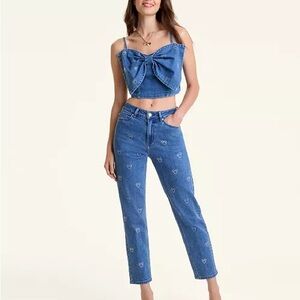 Disney Blue Denim Bow Top with swavorski crystals